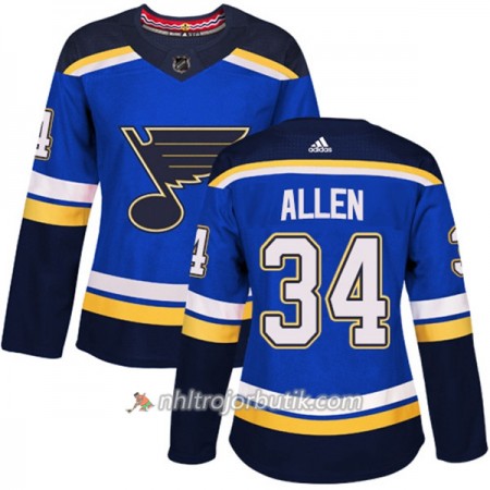 Dame Ishockey St. Louis Blues Tröja Jake Allen 34 Adidas 2017-2018 Blå Authentic